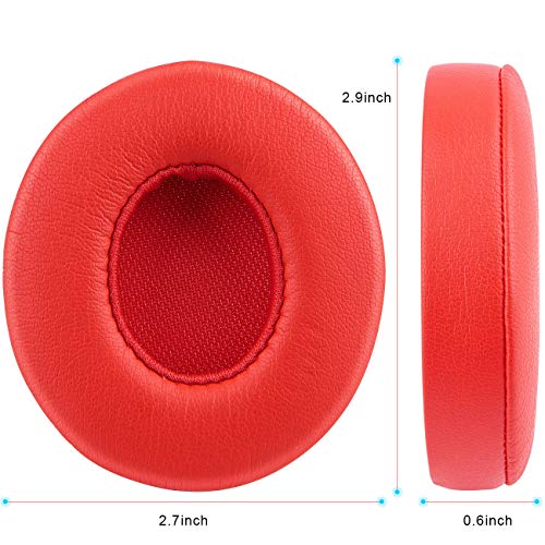 Professional Replacement Ear Pads for Beats Solo 2 & Solo 3 Wireless On-Ear Headphone/Soft Protein Leather/Noise Isolation Memory Foam/Strong Adhesive Tape/Cloud Like Comfort/Extra Durable - color: Red