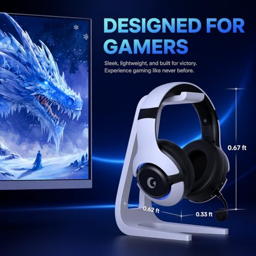 syndesmos Wireless PS5 Headset, 2.4GHz Gaming Headset for PS5, PC, Switch, Bluetooth 5.3 Headphones with Noise Canceling Mic, 7.1 Surround Sound, Low-Latency, 45H Battery, White - color: White