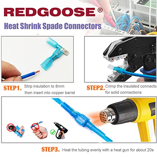 100PCS Heat Shrink Spade Connectors 1/4" 22-10 Gauge Female and Male Insulated Waterproof Quick Disconnect Wire Crimp Terminals Assortment Kit - style: Spade F&M
