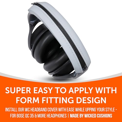 WC BandZ QC35 - Silicone Headband Cover for Bose QuietComfort 35, 35ii & 45 | Made by Wicked Cushions | Also fits QC 2023 & More, Enhanced Style & Sweat Protection | Silver - color: Silver