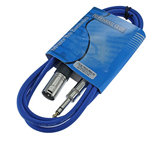 1/4" TRS to 3 Pin XLR Male Pro Audio Patch Cable Balanced and Shielded (6 Foot Feet ft Long, Blue) - color: Blue, size: 6 ft long