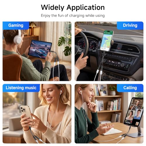 Marsno 𝐔𝐩𝐠𝐫𝐚𝐝𝐞𝐝 USB C Splitter, 2-in-1 USB C Headphone and Charger Adapter with HiFi DAC, PD 60W Fast Charging USB C Aux Dongle Cable for iPhone 17 16 15, iPad, Pixel,Galaxy S25 S24