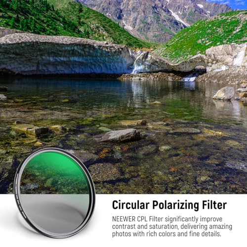 Neewer 95mm Polarizing Filter, 24 Layer Multi Resistant Nano Coated MC CPL Circular Polarising Filter, HD Optical Glass Polarizer/Ultra Slim/Reduce Reflection/Enhance Contrast/Reduce Glare - size: 95mm