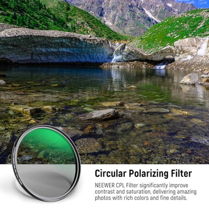 Neewer 95mm Polarizing Filter, 24 Layer Multi Resistant Nano Coated MC CPL Circular Polarising Filter, HD Optical Glass Polarizer/Ultra Slim/Reduce Reflection/Enhance Contrast/Reduce Glare - size: 95mm
