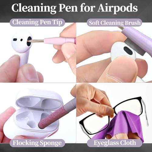 Laptop Computer PC Gaming Keyboard Cleaner Kit with Earbud Cleaning Pen, Hatstart Phone Tablet Touch Screen Mist Spray Device Clean Tool for iPhone iPad Airpod MacBook Pro, Cool Gadgets Gifts for Men - color: Purple