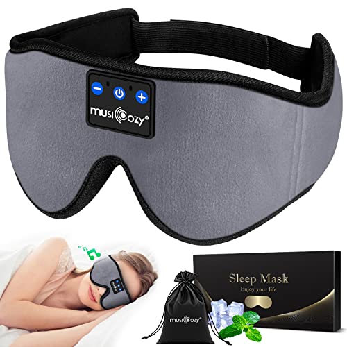 MUSICOZY Bluetooth 5.4 Sleep Mask Headphones Cooling Eye Mask with HD Sound - color: Space Gray