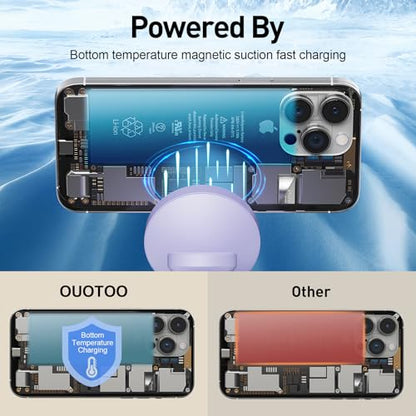 【Adjustable Blue Ambient Light】 Wireless Charger 3 in 1 for iPhone, Magnetic Charging Station for Apple Family,15W Fast MagSafe Charger Stand,for iPhone17-12-iWatch AirPods Series - color: Purple