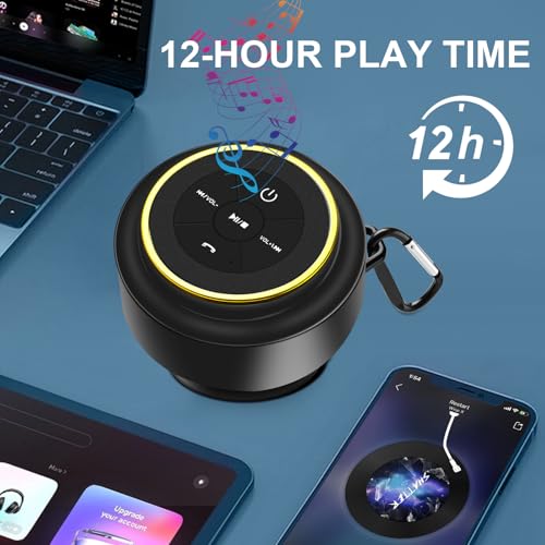Bluetooth Shower Speaker, Portable Waterproof Speakers with Suction Cup, Wireless Outdoor Speaker for Pool, Camping, Beach, Hiking, Kayaking, Great Gift for Men, Women