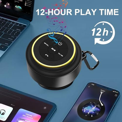 Bluetooth Shower Speaker, Portable Waterproof Speakers with Suction Cup, Wireless Outdoor Speaker for Pool, Camping, Beach, Hiking, Kayaking, Great Gift for Men, Women