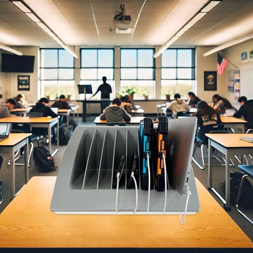 6-Pack | 8-Device Laptop & Tablet Charging Station | Fits Chromebooks & Laptops up to 15.6", Supports Devices up to 1.375" Thick for Schools, Offices & Libraries - size: 6 Pack/8-Device
