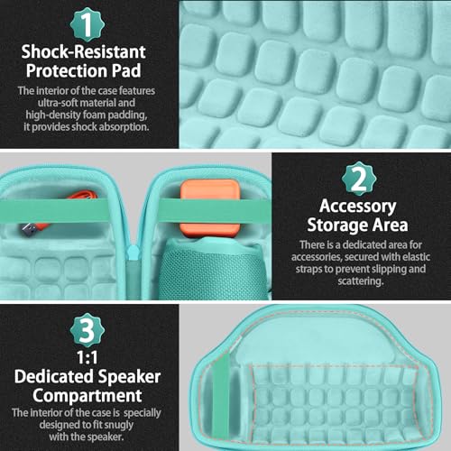 co2CREA Case for JBL Charge 6 Portable Bluetooth Speaker, Mint Green | High-Density Foam Padding, Reinforced Handle, Detachable Shoulder Strap, Compact Lightweight Design, Dust Protection - color: Mint Green Case