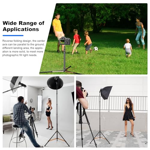 Soonpho Extendable Photography Light Stand 8.5ft Aluminium Alloy Tripod Light Photography with 180° Reversible Leg Travel Compact Tripod Maximum Height 102"/260cm for Continute Output Lighting - color: Black-Orange