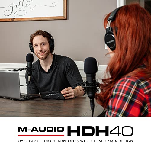 M-AUDIO HDH40 Closed-Back Over-Ear Headphones | Flexible Headband Design, 2.7m Cable for Studio Monitoring, Podcasting, and Audio Recording
