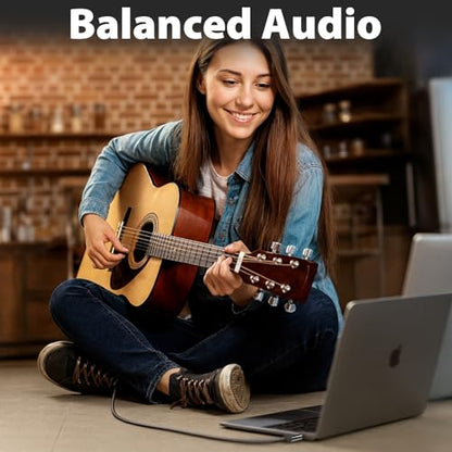 3.5mm to 1/4 Cable, TRS to TRS Stereo Audio Cord, 6.6ft | 3.5 to 1/4" Braided Cable, Gold-Plated Connectors, Cables for Guitar, Keyboard, Digital Piano, Speaker, Mixer, Amplifier - size: 6.6ft
