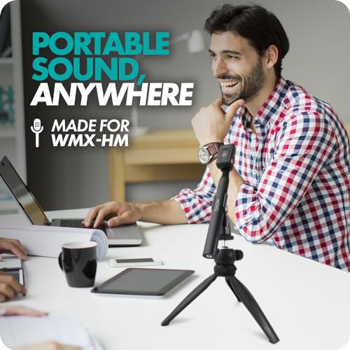 Movo HMT-2 Tabletop Tripod Microphone Stand for Movo WMX-HM and Rode Interview Go Handheld Wireless Mic Adapters. Perfect for Podcasting, Vlogging, Content Creators, and More
