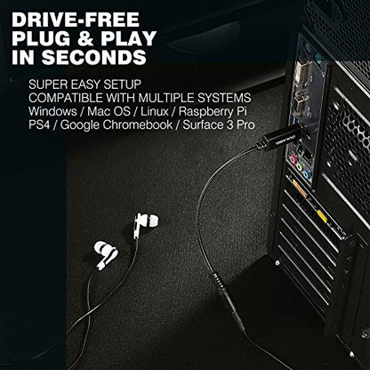 USB Headphone Adapter, External Sound Card for PC, PS4, PS5-2.4M | TRRS-Mic Supported, DAC Chip, 16bit/48KHz, Compatible with Windows, PC, Laptop, Mac, Linux, Desktops, PS4, PS5 - size: 2.4Meters