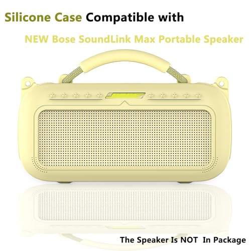 JCHPINE Silicone Cover and Carrying Case for Bose SoundLink Max Speaker | Protective Cases for SoundLink Max Speaker Accessories, Soft Silicone Cover and Hard Case with Shoulder Strap (Yellow) - color: Yellow Case