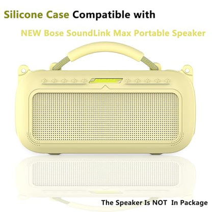 JCHPINE Silicone Cover and Carrying Case for Bose SoundLink Max Speaker | Protective Cases for SoundLink Max Speaker Accessories, Soft Silicone Cover and Hard Case with Shoulder Strap (Yellow) - color: Yellow Case