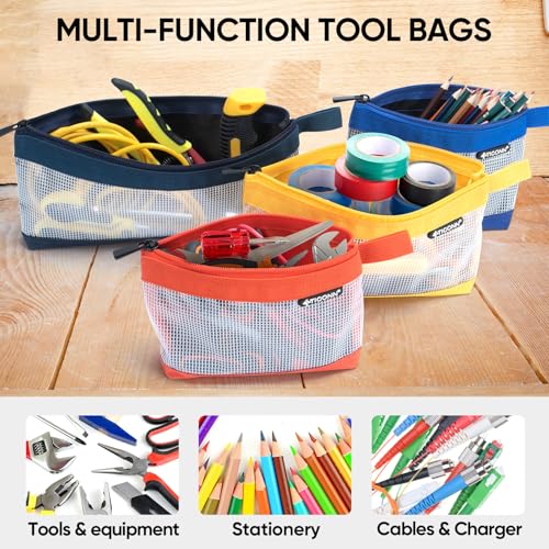 TICONN Tool Pouch, 1680D Oxford Small Tool Bag, Tool Pouches with Zipper, Clear Utility Bag Zipper Pouch for Tool Organizers and Storage (6PK Combo) - size: Clear, 6 Pack Combo