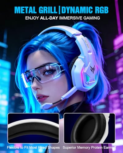 Gaming Headset for Xbox Series X|S Xbox One PS5 PS4 PC Switch Mac, Wired | 7.1 Surround Sound Over Ear Headphones, RGB Lighting, Flip Noise Canceling Mic, 50mm Drivers, Memory Foam Earcups