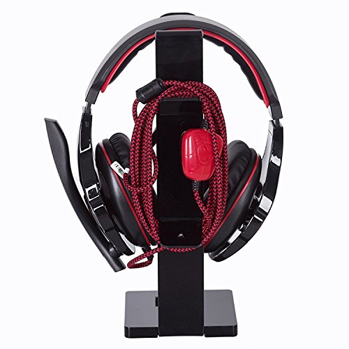 Headphone Stand Gaming Headset Holder For Desk Cable Organizer & Cellphone Stand for All Headphones Size headphone Holder Set Gaming PC Accessories Gaming Station – Black