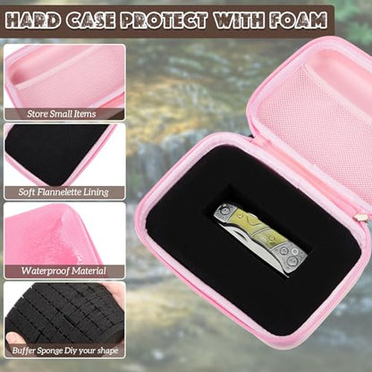 Relaxweex Hard Case with Foam, 7.1 X 4.7 X 3.1 Inch, Pink | EVA Waterproof Shockproof Case, Customizable Foam for Camera Electronics Instruments, Digital Products, with Knife - color: Pink, size: 7.1 x 4.7 x 3.1 inch