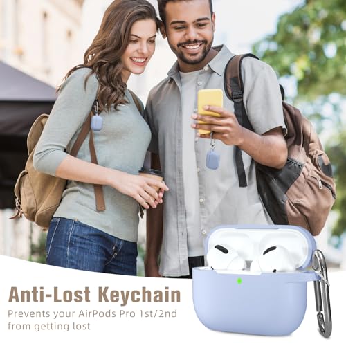 Hamile Compatible AirPods Pro Case - Protective Silicone Shockproof Cover Skin for Apple AirPod Pro 2019 Charging Case, with Keychain, Lilac - color: Lilac