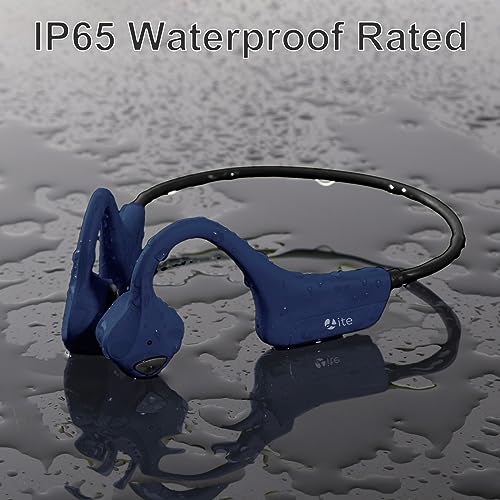 Bluetooth Headphones Waterproof Bone Conduction Headset Open Ear Earphones Blue Headset with mic, Bluetooth Headset with mic - color: Blue