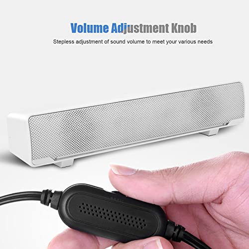 Estink PC Soundbar, Plastic USB Wired Stereo Soundbar Music Player Bass Surround Sound Box with 3.5mm Input for Desktop Laptop Tablet PC Smartphones, 12.6 x 2.5 x 2.7inch (White) - color: White