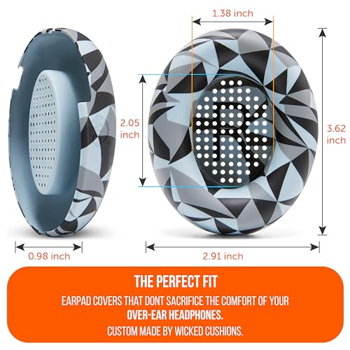 WC SweatZ QC Ultra - Patented Covers for Bose QuietComfort Ultra Gen 1 & 2 | Made by Wicked Cushions | Made with Premium Silicone, Sweatproof & Washable | Geo Grey - color: Geo Grey