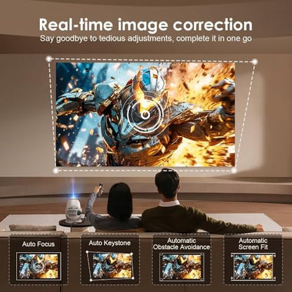 Mini Projector with WiFi and Bluetooth & Android 4K Protable Smart Projector Auto Vertical Keystone Compatible with HDMI/Smartphone/USB for Movie/Gaming - color: Rose gold