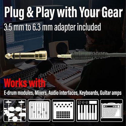 Superlux HD667 Drummer Isolation Headphones, 40mm Drivers, Volume Control | For drummers rehearsing, recording or playing live; closed-back isolation, 40mm drivers and quick inline for percussion