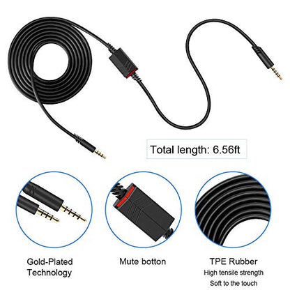 2.0M Replacement Audio Cable Compatible with Astro A40 A40TR Gaming Headset, Inline Mute Wire and No Volume Control Cord (TPE Cord) - style: TPE Cord