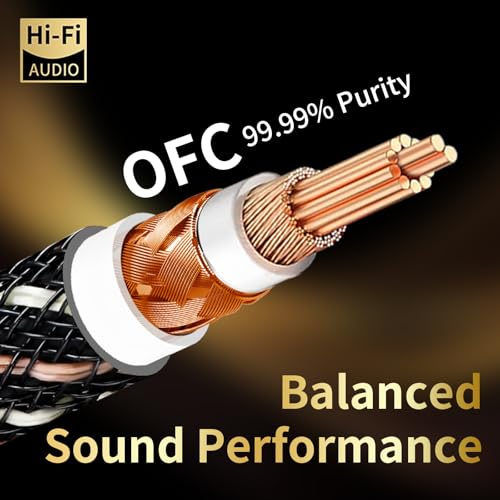 Audiophile HiFi RCA Coaxial Audio Cable 4.92ft - RCA Male to Male | 4N OFC Core, 24K Gold-Plated Plugs, Nylon Braid, Ferrite Core, Dual Shielded Digital Coax Cable for Amplifiers, CD, Turntable - size: 4.92ft/1.5m