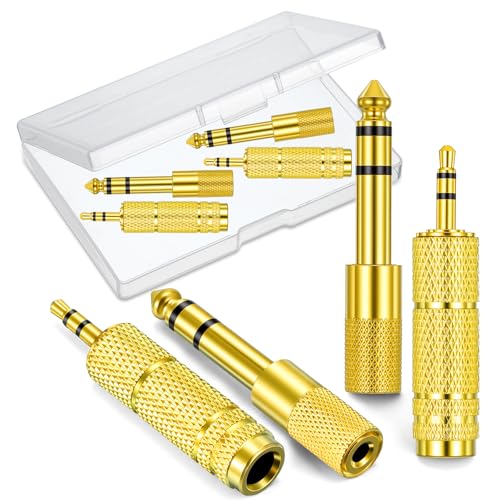 8 Pack 3.5mm to 1/4" Adapter, Headphone Jack Adapter, 1/8 inch Male to 1/4 inch Female and 1/4" to 3.5mm Audio Converter for Electric Guitar, Keyboard, Mixer, Amp, Amplifier, Bass, Headphone, Headset