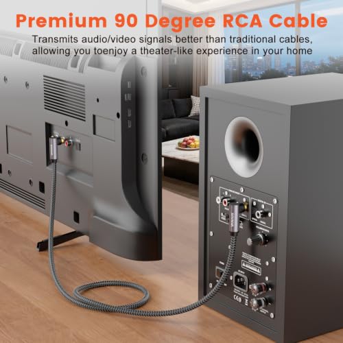 VANAUX 90 Degree RCA Cable,Right Angle Subwoofer Cable,Digital Coaxial Audio Cord,Nylon Braided,Gold-Plated,Male to Male for Hi-Fi Systems,HDTV,Sound Bar,PS4 (Double 90°, 10ft/3m) - size: 10 ft, style: Double 90°