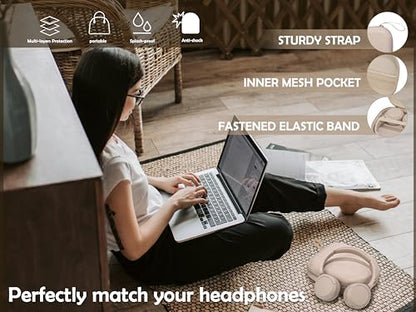 Ginsco Universal Headphone Case Compatible with JBL Tune 510BT 720BT, Sony WH-CH 720N/WH-CH520, with Sony/JBL/Soundcore Life Q20i Q30/BERIBES/TOZO/KVIDIO etc Wireless Headphones Beige - color: Beige