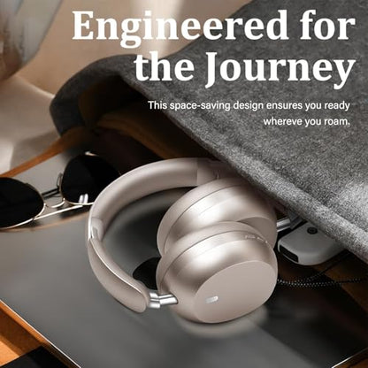 Wentronic Y04 Bluetooth Headphones Active Noise Cancelling Wireless Over Ear Headsets 48 Hours Playtime High Sound Quality Foldable Earphones with Soft Ear Cushion for Travel - Starlight - color: Starlight