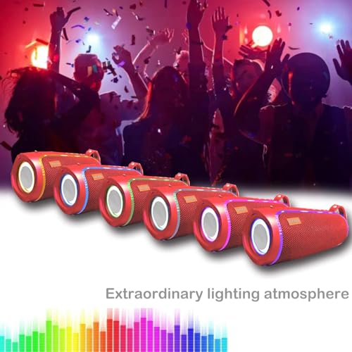 Portable Bluetooth Speakers Long-Lasting Wireless Bluetooth Speaker with Bluetooth 5.3 Technology All-Around Wireless Speaker Black (Red) - color: Red