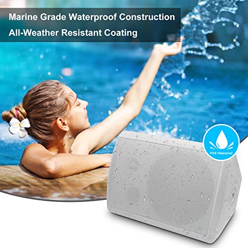 Herdio 800W 6.5 Inch Outdoor Speakers Bluetooth Waterproof Wired with Superior Amplifier, Wall Mounted Sound System, Enhanced Bass & Durable, Mountable Swivel Brackets, for Patio Home (2 Pairs, White) - color: White