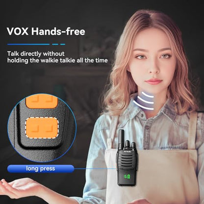 Retevis H777H Walkie Talkies with Earpeice,Portable FRS-Two Way Radio 6Pack | For Schools, Shatterproof Hidden Display, 6-Way Charger, USB-C, Emergency Alarm, Flashlight, with Stretchable Coiled Headset