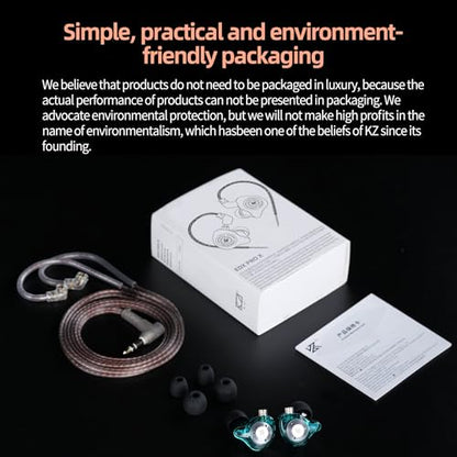 KZ EDX Pro X in Ear Monitor Headphones, HiFi Stereo IEM, Dynamic Driver Earphones with Detachable Cable, Deep Bass Noise Isolating Earbuds for Singers Musicians Drummers Audiophile (MIC, Cyan) - color: Cyan, style: MIC