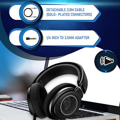 Philips Open Back Wired Headphones - Cushioned Over Ear Headphones with Adjustable Headband for Ultimate Comfort and Superior Sound Quality, Plugs into TV, Stereo or PC, Ideal for Podcasts or Music - style: Performance Audio | SHP9600