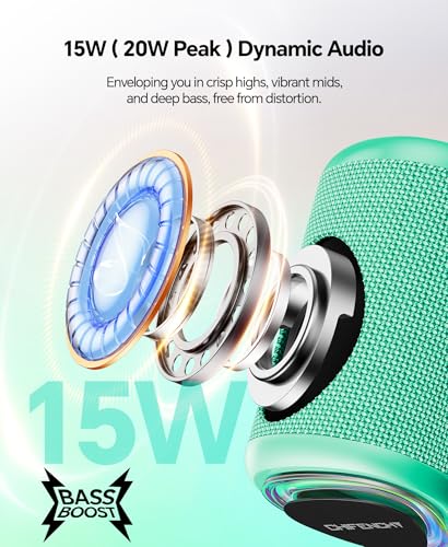 Portable Bluetooth Speaker Beach Essentials: Powerful Crystal Clear Sound/Dynamic Light/IPX5 Waterproof/All Day Playtime/Wireless BT 5.3/TWS Paring, Dad Gifts, Outdoor|Travel|Camping|Pool Accessories | Powerful HD Sound,Dynamic Light,All Day Playtime,Wire