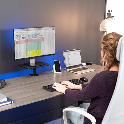 VIVO Clamp-On Universal Height Adjustable Ergonomic Computer Monitor and Laptop Riser, Tabletop Desk Stand, C-Clamp Design, Black, STAND-V000SCB