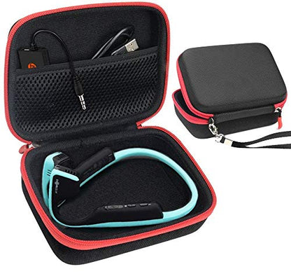 Case for Shokz openrun, openrun pro, openrun Mini, openmove, opencomm, Aeropex, OpenMove, Trekz, Trekz Mini, Trekz Air, Bluez 2, 2S; (Black with red Zip) - color: Black with red zip