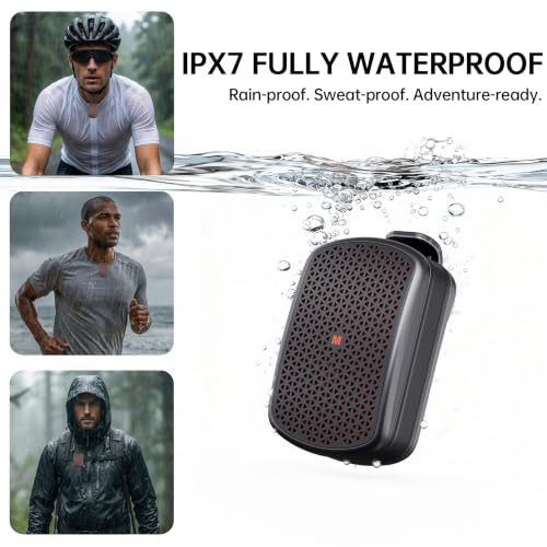 M1 Clip-on Speaker, Magnetic + IPX7 Waterproof + TWS (Red) | Portable Wearable Mini Small Bluetooth Speaker for Construction Job Site, Golf Cart, Truck Drivers, Shirt Clip-on - color: Red