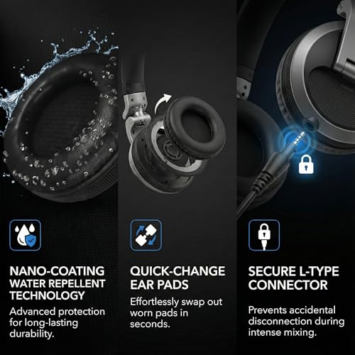 Pioneer DJ HDJ-X5 Over-Ear DJ Headphones - Black Bundle with Case and Austin Bazaar Polishing Cloth - color: HDJ-X5, style: Black