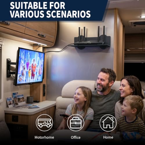 Magnetic Floating Metal Mount Shelf with Cable Management for WiFi Router, Projector,TV Cable Box,Router,Speaker,Sound Bar,Camera,Gaming,Decor Display, Security Camera