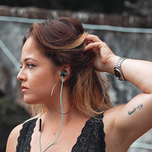 LUDOS Clamor Wired Earbuds in-Ear Headphones, 5 Years Warranty, Earphones with Mic, Noise Isolating Ear Buds, Memory Foam for iPhone, Samsung, School Students, Kids, Women, Small Ears - Turquoise - color: Turquoise, style: 3.5 mm